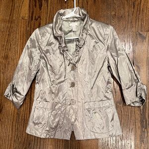 Chico’s Silver Gray Metallic Jacket Sz 0
